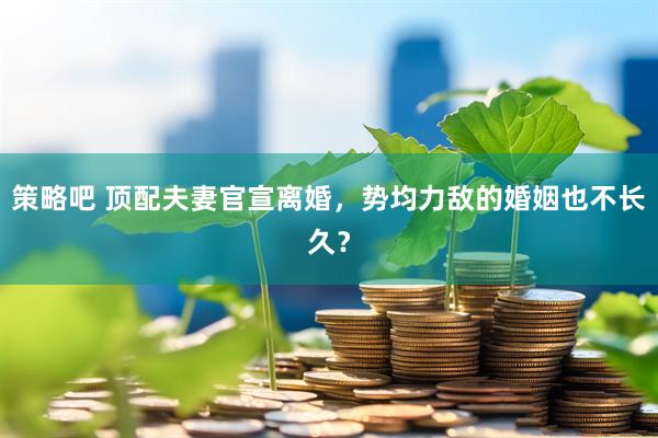 策略吧 顶配夫妻官宣离婚，势均力敌的婚姻也不长久？